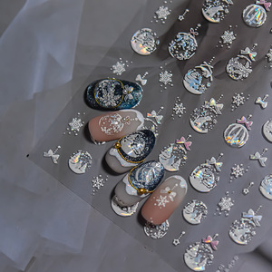 5D gaufrage noël ongles conceptions <span class=keywords><strong>flocon</strong></span> <span class=keywords><strong>de</strong></span> <span class=keywords><strong>neige</strong></span> décalcomanies noël ongles autocollants décorations noël presse sur les ongles - Product Image 1
