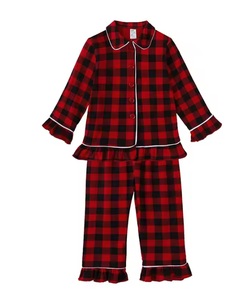 Conjunto de pijama a cuadros para niñas, ropa de dormir de manga larga, traje navideño para hermanos - Product Image 5