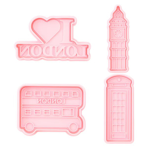 London Theme Cookie Cutter <b>Set</b> 3D Cartoon Biscuit Mould Bus Telephone Booth Tower DIY <b>Baking</b> Tool - Product Image 1