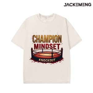 T-shirt en coton délavé surdimensionné avec imprimé citation « <span class=keywords><strong>Champion</strong></span> Mindset » sur le thème du sport, style streetwear rétro décontracté, vente en gros depuis l'entrepôt américain - Product Image 3
