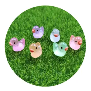 Baru Indah Mini Resin Bebek Bercahaya Miniatur Angka untuk Peri Taman Lanskap Rumah Boneka Multiwarna Bebek Kecil Lendir Pesona