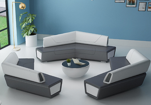 Muebles de vestíbulo de hotel Juego de sofás seccionales de tapicería de cuero sintético moderno para oficina Apartamento de área pública comercial Albergue - Product Image 6