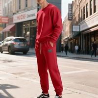 Sweatshirt Pullover kualitas tinggi kelas berat setelan pria katun Sweater kerah kru celana kasual Tracksuit 2 potong Set Pria