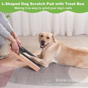 Wooden dog <b>scratching</b> <b>post</b>, nail scraper, wooden dog nail care product with food bowl, dog <b>scratching</b> <b>post</b>, nail file - Product Image 4