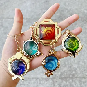 Eye of God Luminous Keyring Pendant Double Sided Seven Element Genshin Impact Sumeru Vision Glow Night Luminous Keychain