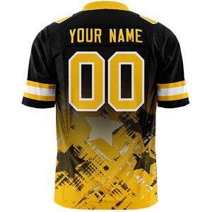 Groothandel Retro American Football T-shirts Gepersonaliseerd Ademend Snel Droogend Sterren Gradient Korte Mouw Rugby Jersey - Product Image 5
