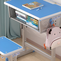 Ensemble de bureau d'étudiant avec chaise, étagère ouverte et pieds réglables pour la maison et l'étude en classe