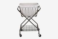 Chariot à linge en métal en gros avec roues, chariots de rangement pour linge sale en acier inoxydable, chariots de magasinage