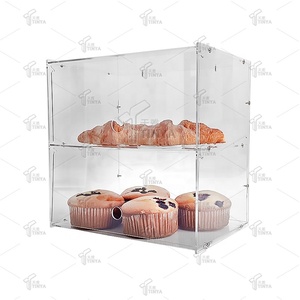 Acrilico 2 livelli panettiere trasparente pasticceria vetrina per biscotti da forno Cupcake vetrina con vassoio - Product Image 4