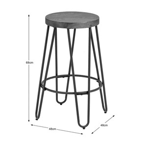 Ergonomic Contemporary Counter Height Pub <b>Stool</b> Decorative Metal Frame with Wooden Top Bar Restaurants Hotels Outdoor Settings - Product Image 2