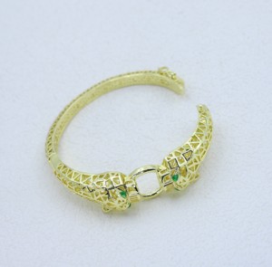 Conjunto de Joyería Fina Chapada en Oro de 14K de la Colección <span class=keywords><strong>Dubai</strong></span>, Cabeza de Leopardo en Malla 3D con Circonita - Product Image 5