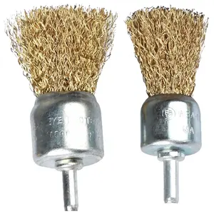 Brass Crimped End Brush Wire with 1" Diameter 1/4" Shank