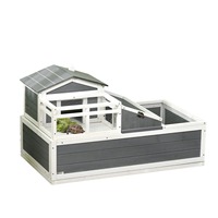 Bo Wan Gate Cage en bois écologique gris, neuve, motif uni, terrarium pour animaux de compagnie, boîte d'élevage avec fermeture à bouton et plateau en plastique pour