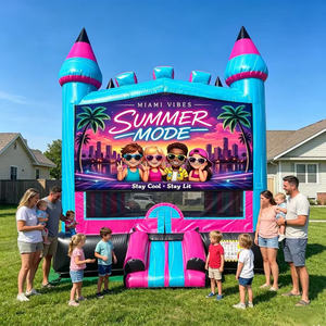 Château gonflable commercial personnalisé sur le thème des dessins animés pour enfants, idéal pour la location et l'utilisation en parc - Product Image 2