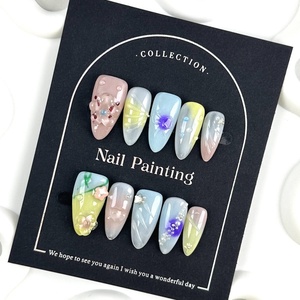 <span class=keywords><strong>Ongles</strong></span> artificiels en acrylique 100% faits à la main de haute qualité, modèle fleur 3D, couleur blush, forme amande, <span class=keywords><strong>faux</strong></span> <span class=keywords><strong>ongles</strong></span> moyens, 10 pièces/boîte, vente en gros - Product Image 3