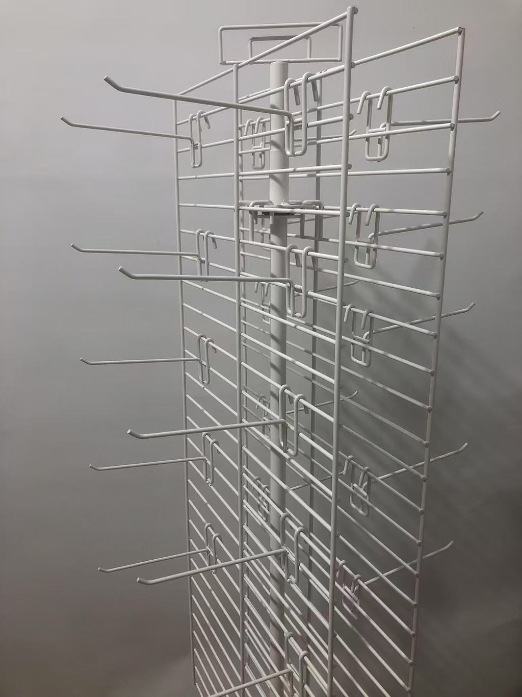 Double-side Iron Net Display Racks 360 Degree Rotation Metal Grid Gadget Display Stand with Removable Hooks and Caster — view 5