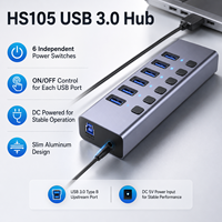 Hub USB 3.0 8-in-1 con lettore di schede SD/TF, 5Gbps, 6 porte USB-A + doppio slot per schede, hub multiporta in alluminio