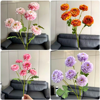 Arrangement floral de mariage artificiel à 6 têtes de durian, bouquet de roses et pivoines, décoration pour la maison et l'hôtel, articles de décoration intérieure, fleurs artificielles