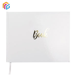 Custom Size Logo <strong>Personalised</strong> Hardcover Blank Gold Foil Print Cover Velvet <strong>Wedding</strong> Guest <strong>Book</strong> - Product Image 5