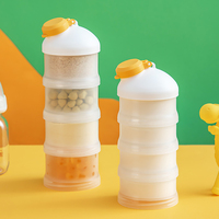 Récipient alimentaire en plastique portable avec compartiment Nouveau Design Rectangle Lait en poudre Peut Snack Boîte de rangement pour la cuisine et les voyages