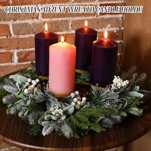 Vente en gros de porte-bougies de Noël personnalisables multicolores à 4 tasses, couronne de l'avent pour table à manger, décoration de Noël - Product Image 5