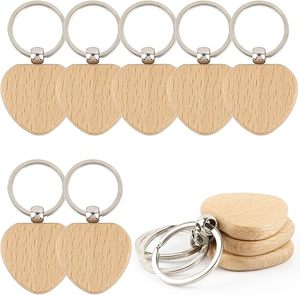 Custom logo 3 Day Sample Production Blank Wooden <b>Key</b> Chain Heart Shape Chains <b>Tags</b> Wood Keychains Ring <b>Tag</b> for DIY Crafts Gifts - Product Image 1
