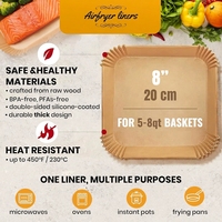 Feuilles de cuisson jetables pour friteuse à air, 8 pouces, antiadhésives, en papier sulfurisé non blanchi pour la cuisson