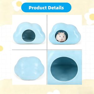 Niche en céramique en forme de nuage bleue XL, lit rafraîchissant pour hamsters nains, souris et gerbilles - Product Image 5