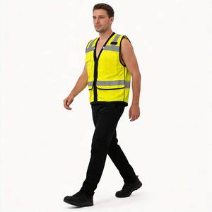 Chalecos de Seguridad Reflectantes de Alta Resistencia para Construcción y Topografía, Chaleco de Seguridad Negro y Neón de Malla de Alta Visibilidad con Bolsillo Trasero para Tableta - Product Image 5