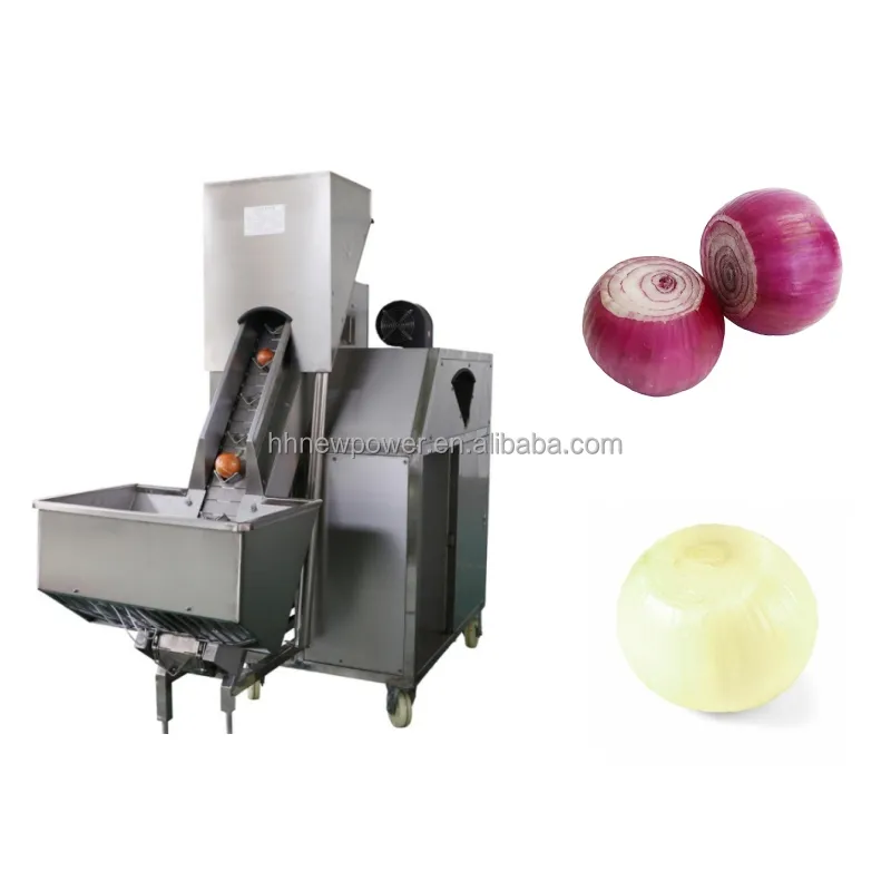 Small single belt red onion peeling and roots cutting machine / onion peeler and cutter machine on sale