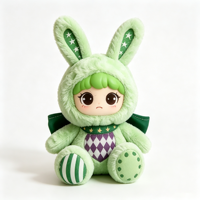 Haut-parleur en peluche électrique personnalisable en forme de lapin étoilé avec rythme cardiaque, rembourrage en coton PP, hauteur réglable 11-30 cm, unisexe, cadeau pour enfants