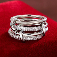 Bague superposée raffinée et étincelante, élégante, en or, au design de niche charmant, accessoire décoratif pour elle