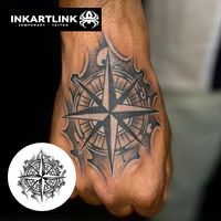 INKARTLINK Autocollant de tatouage semi-permanent personnalisé 3D Rose de la Vierge nautique, imperméable, longue durée (1-2 semaines), encre Jagua