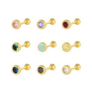 NEW arrival different jewellery full colour zirconia stud earrings sterling silver 925 jewellery smile jewellery