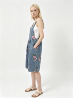 Combinaison en jean à imprimé floral pour femme, salopette vintage sans manches, taille haute, jambe large, style décontracté streetwear, combishort en jean 2026