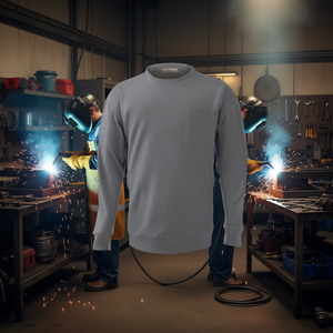 Chemise de travail à manches longues en coton ignifuge pour hommes avec poche, taille L, gris, pour soudeurs, électriciens - Product Image 2