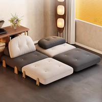 Canapé-lit moderne et créatif - Tissu crème populaire, rembourrage en tissu, canapé simple convertible avec pieds en bois pour le salon