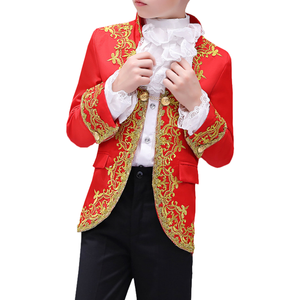 Vestido elegante para niños, traje de esmoquin, chaqueta, camisa, pantalones, cuello, flor, Carnaval, Cosplay, vestido de corte, regalo de Navidad para niños, Spandex - Product Image 3