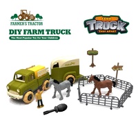 Jouets d'animaux de ferme réalistes à assembler soi-même, écurie de chevaux, tracteur, remorque, camion coulissant, clôture de fermier, ensemble de jeu