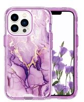 Coque pour iPhone 16 15 14 13 12 11 Pro Plus Max Marbre Sparkle Glitter Heavy Duty 3-en-1 Antichoc Housse