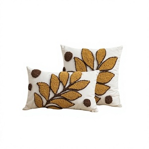 ITHL Modern Woven Bohemian <b>Throw</b> <b>Pillow</b> Set with Plant Pattern Cotton Square Decorative Cushion Non-Toxic Washable Design - Product Image 1