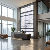 Divisor de Habitaciones Moderno y Lujoso para Hotel, con Estantes de Textura de Piedra, Biombo Retroiluminado de Acero Inoxidable, Ecológico y Duradero, Personalizado
