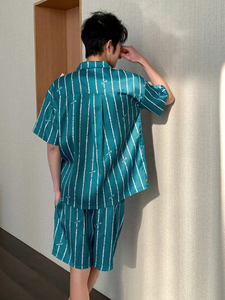 <b>Men's</b> <b>Pajamas</b> Soft Processing Custom Bamboo Fiber Night Suite Comfortable <b>Short</b> Sleeve <b>Shorts</b> Breathable Sleepwear - Product Image 4