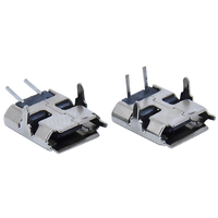 Conector USB Tipo B Hembra Micro de 2 Pines, 90 Grados, Plata y Cobre, 2.0, para Cargador de Teléfono Android