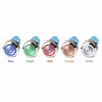 Bouton-poussoir LED 12mm 16mm 19mm 5A 12V à visser avec anneau lumineux, momentané, en acier inoxydable