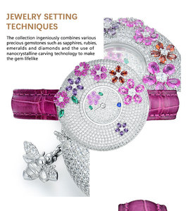 Reloj de cuarzo de diseño de tendencia de etiqueta privada OEM con logotipo personalizado para mujer, relojes de joyería con incrustaciones de plata de lujo con diseño de tendencia - Product Image 2