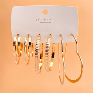 VKME – ensemble de boucles d'oreilles en métal pour femmes, créoles en alliage torsadées, grand cœur rond géométrique, Huggie, <span class=keywords><strong>2022</strong></span> - Product Image 4