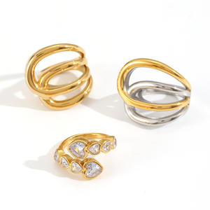 Geometric Hollow <b>Titanium</b> Steel <b>Ring</b> For Women Gold Silver Stainless Steel Fashion Elegant Jewelry Gift - Product Image 4