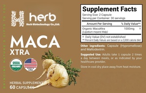 Complément certifié biologique et végétalien, mélange de poudre de maca jaune, rouge et noire gélatinisée, en capsules, marque privée ODM/OEM - Product Image 2