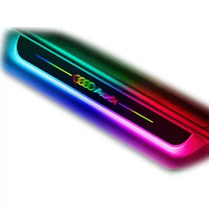 Plaque de seuil de porte de voiture illuminée par LED avec couleurs RVB personnalisables et batterie rechargeable Logo éclairé par LED Pédale de bienvenue